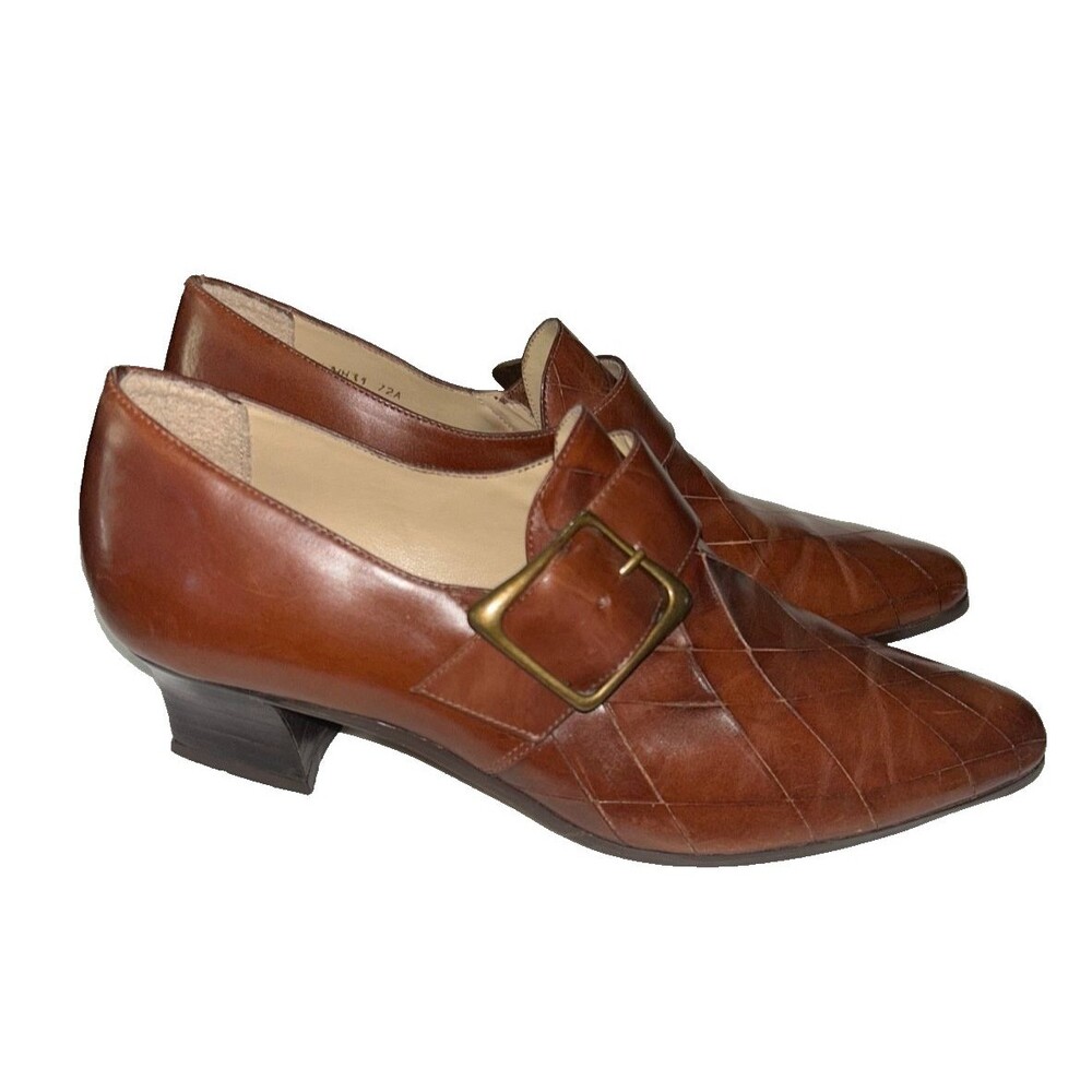 Connie Women's Vintage Woven Genuine Leather Pump Heel size 7 Retro Old Money 2A